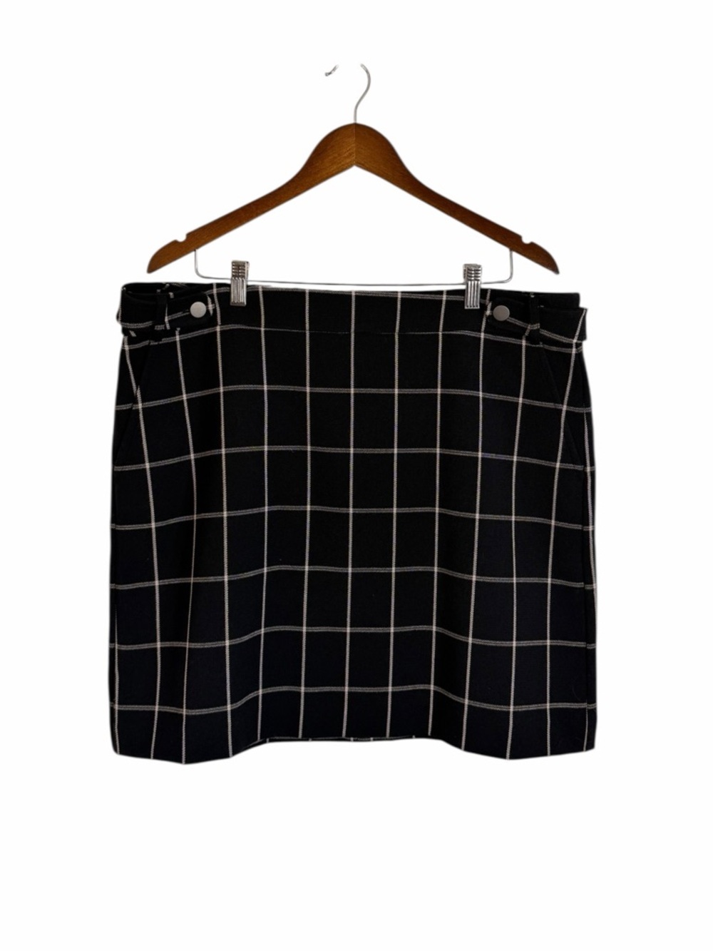 Loft Black & White Plaid Mini Skirt Office Corporate Lined Women’s Sz 16 NWT - Picture 3 of 11